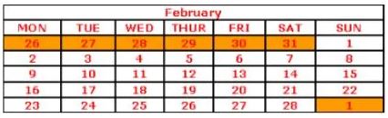 Highlighted dates to be excluded for CPF contribution for February