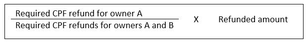 formula for amount to be refunded for owner A