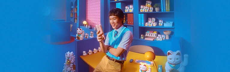 Young man looking at mobile phone