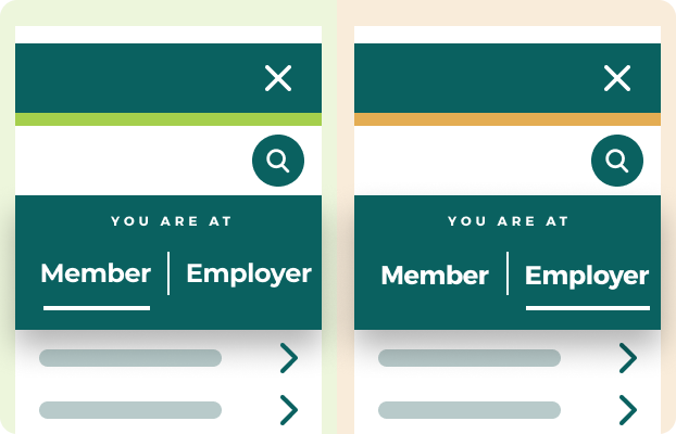 Toggle between Member and Employer portals from anywhere