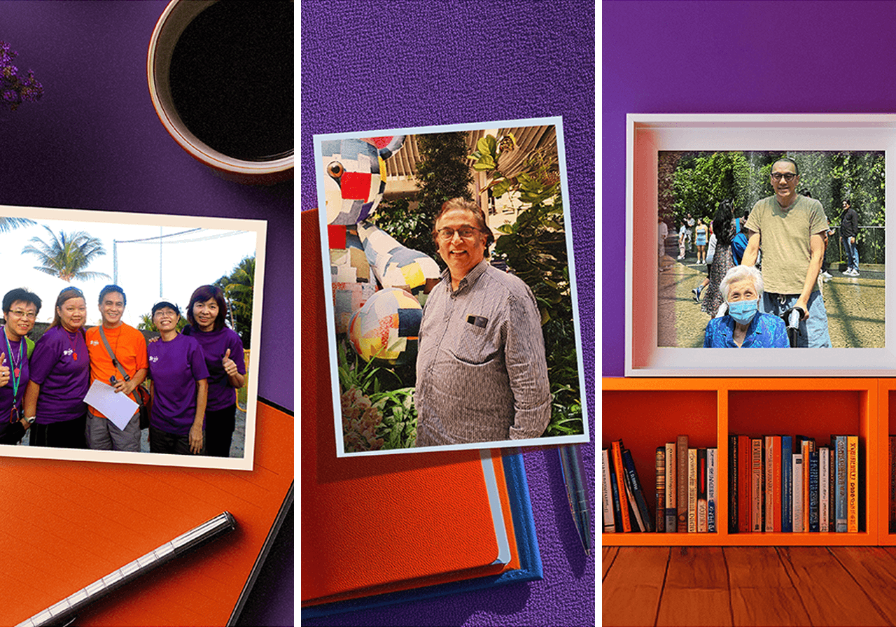 Photo frames of members in their 50s