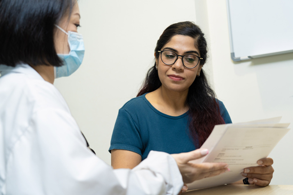 Lady looking at medical records