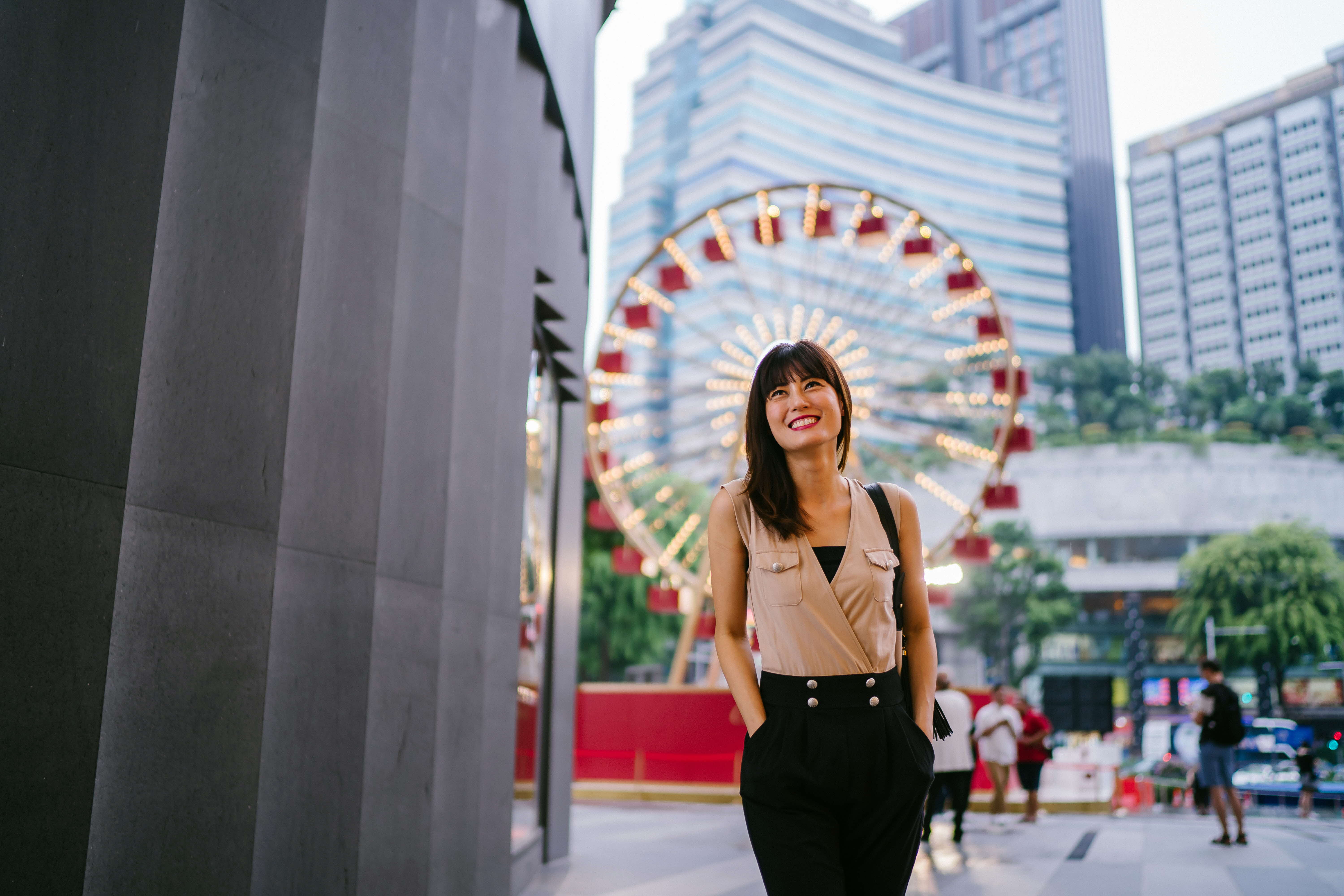 young lady smiling outdoors