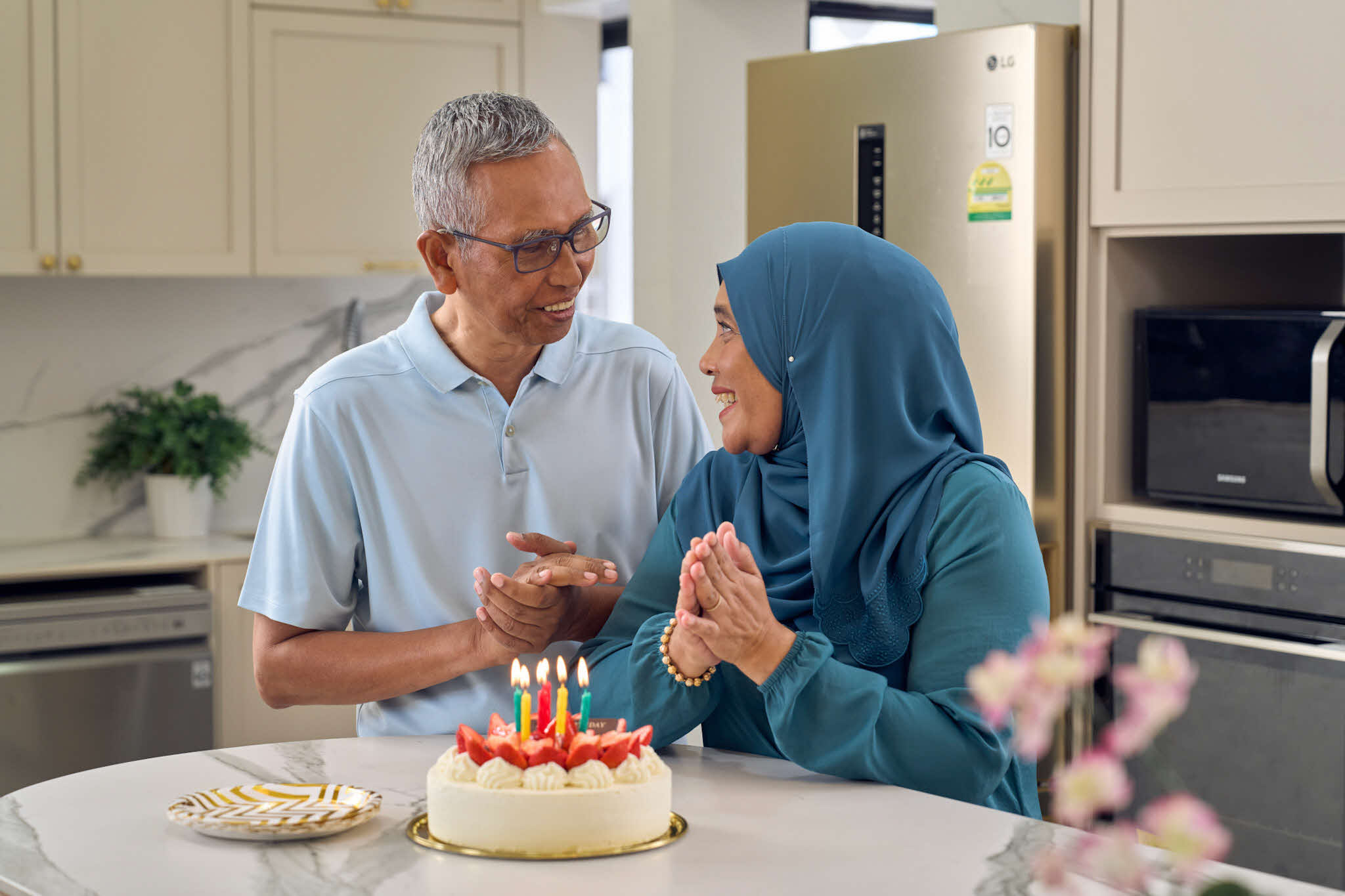 married couple celebrating birthday