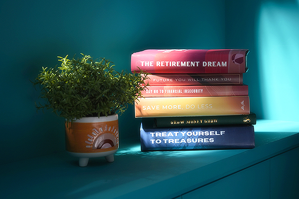 A stack of retirement planning books