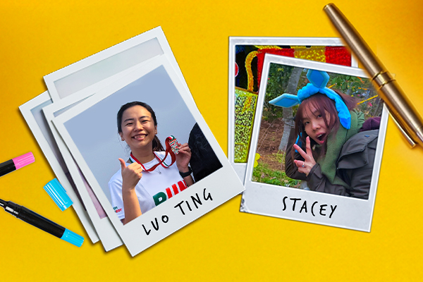 Polaroids of 2 girls Luo Ting and Stacey