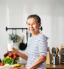 A lady cooking