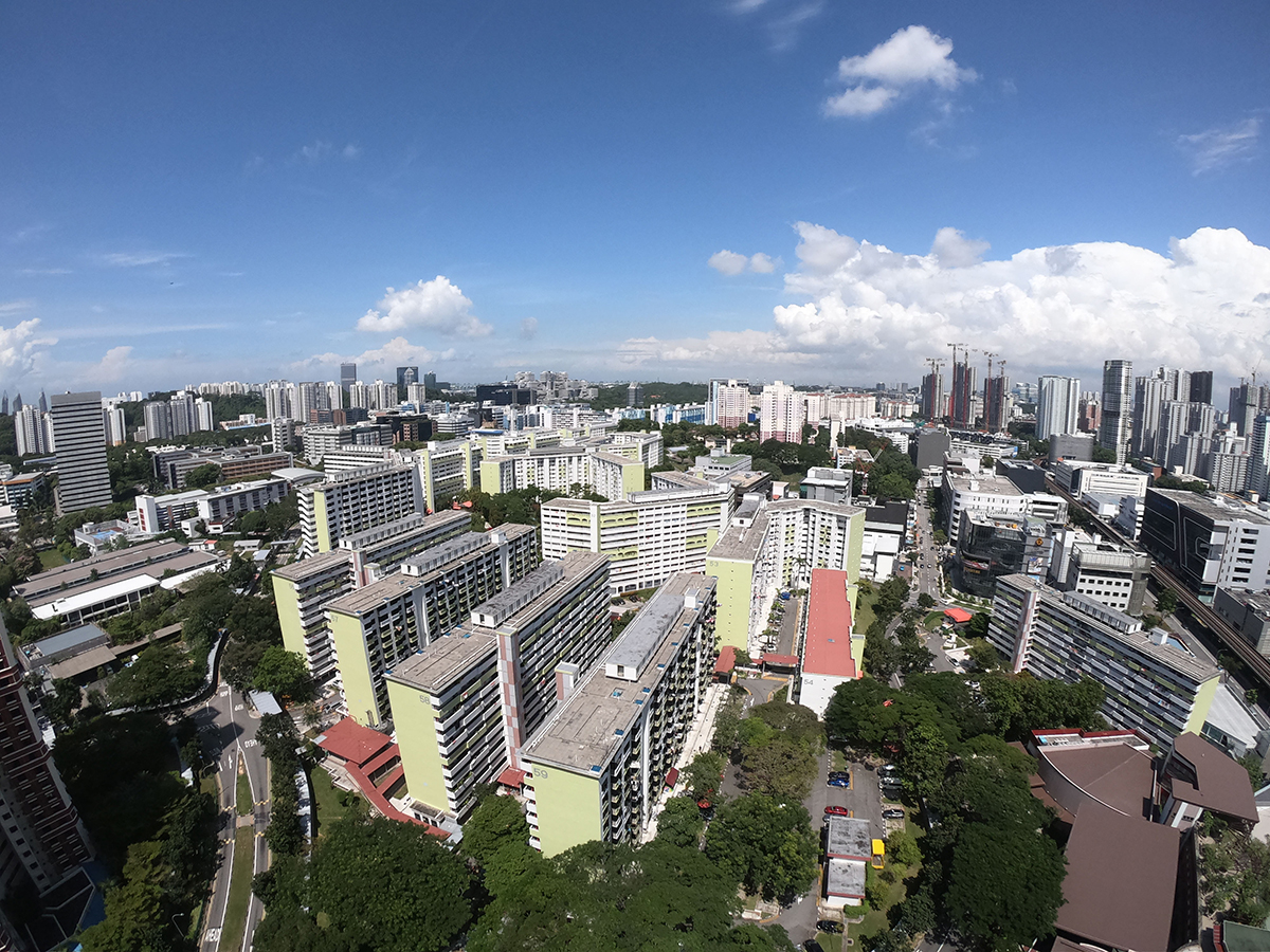 Aerial view of public housing landscape