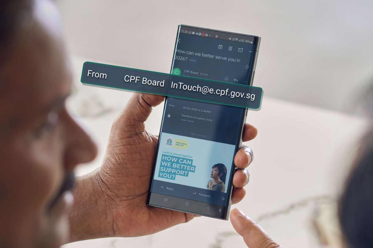 Reading cpf.gov.sg emails on mobile phone