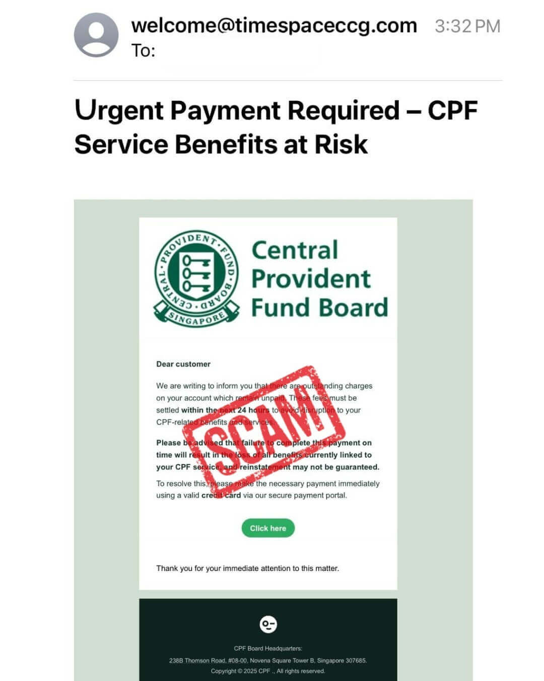 Image of scam email