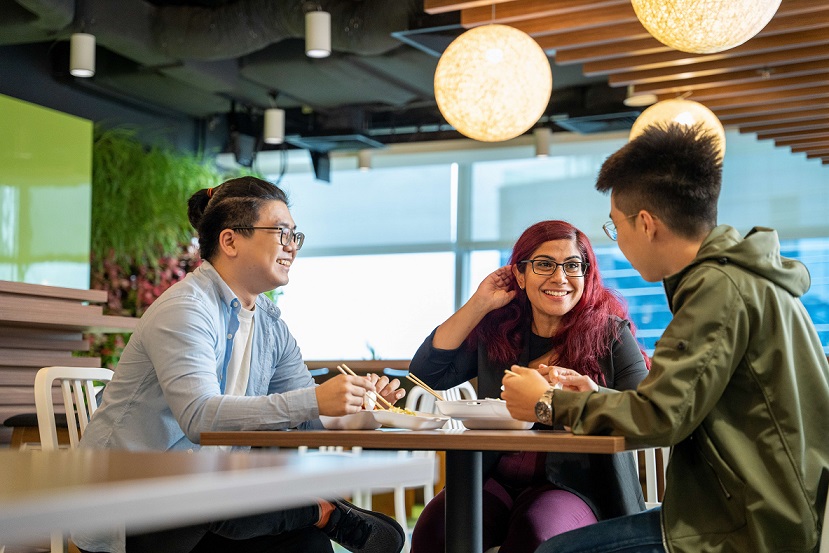 Young adults having lunch together