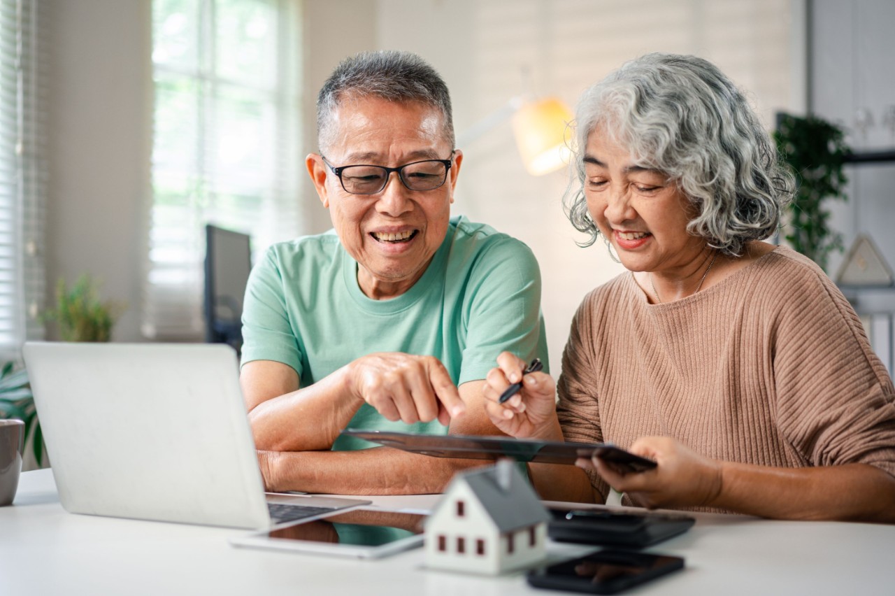 Senior couple planning their finances and retirement