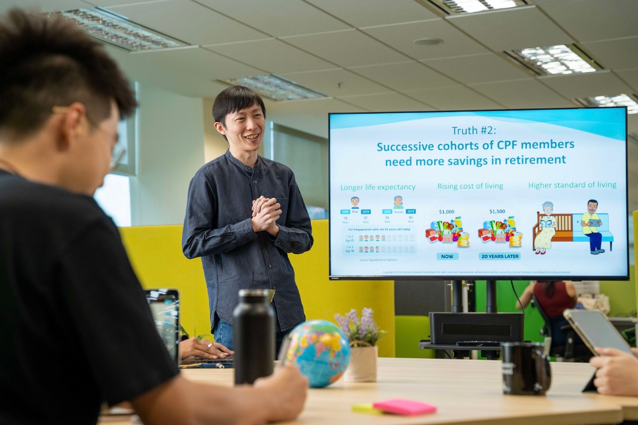 young man giving a presentation 