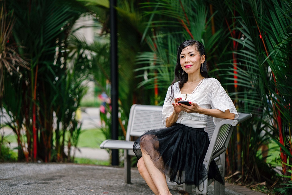 Lady sitting in the park