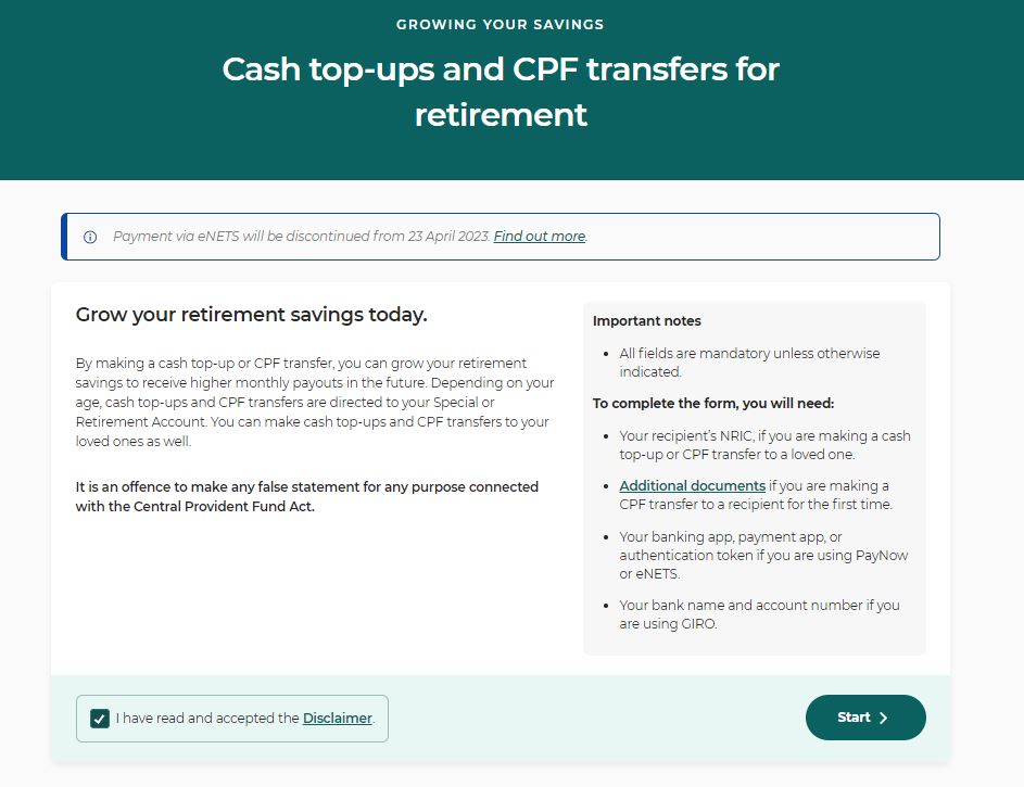 CPF top up page 
