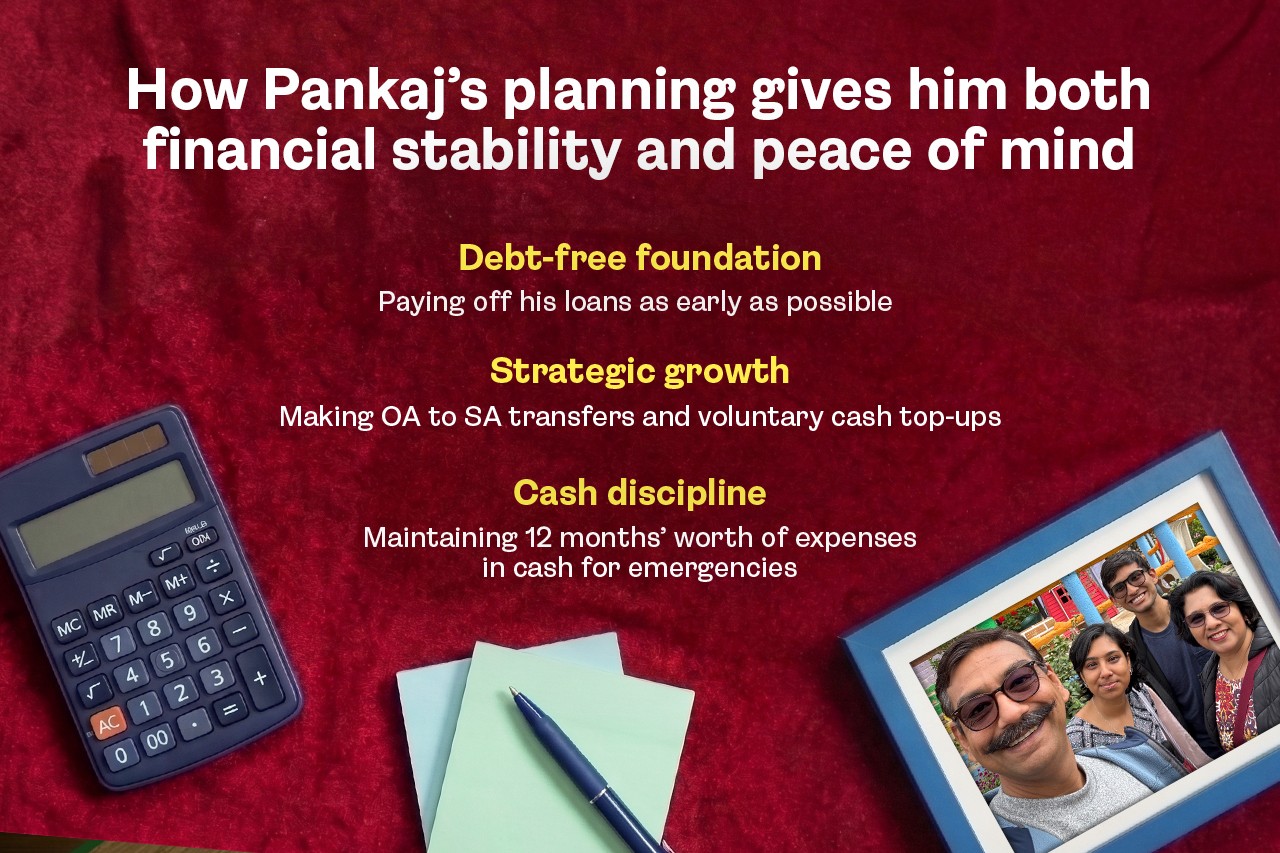 Infographic of how one's financial planning led to stability and peace of mind