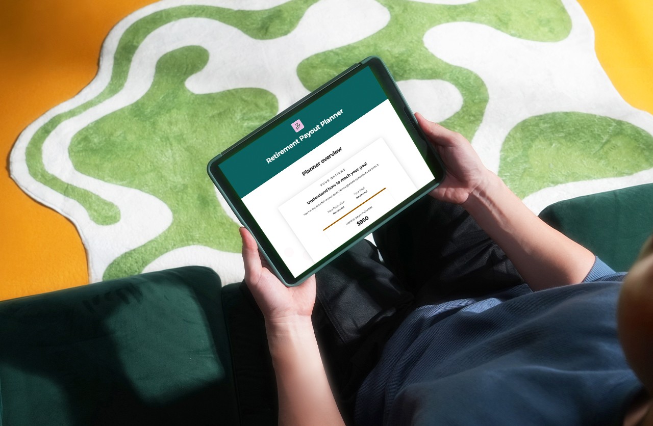 iPad screen of someone using the Retirement Payout Planner