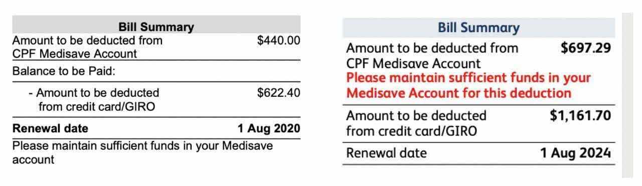 two table showing bill summary