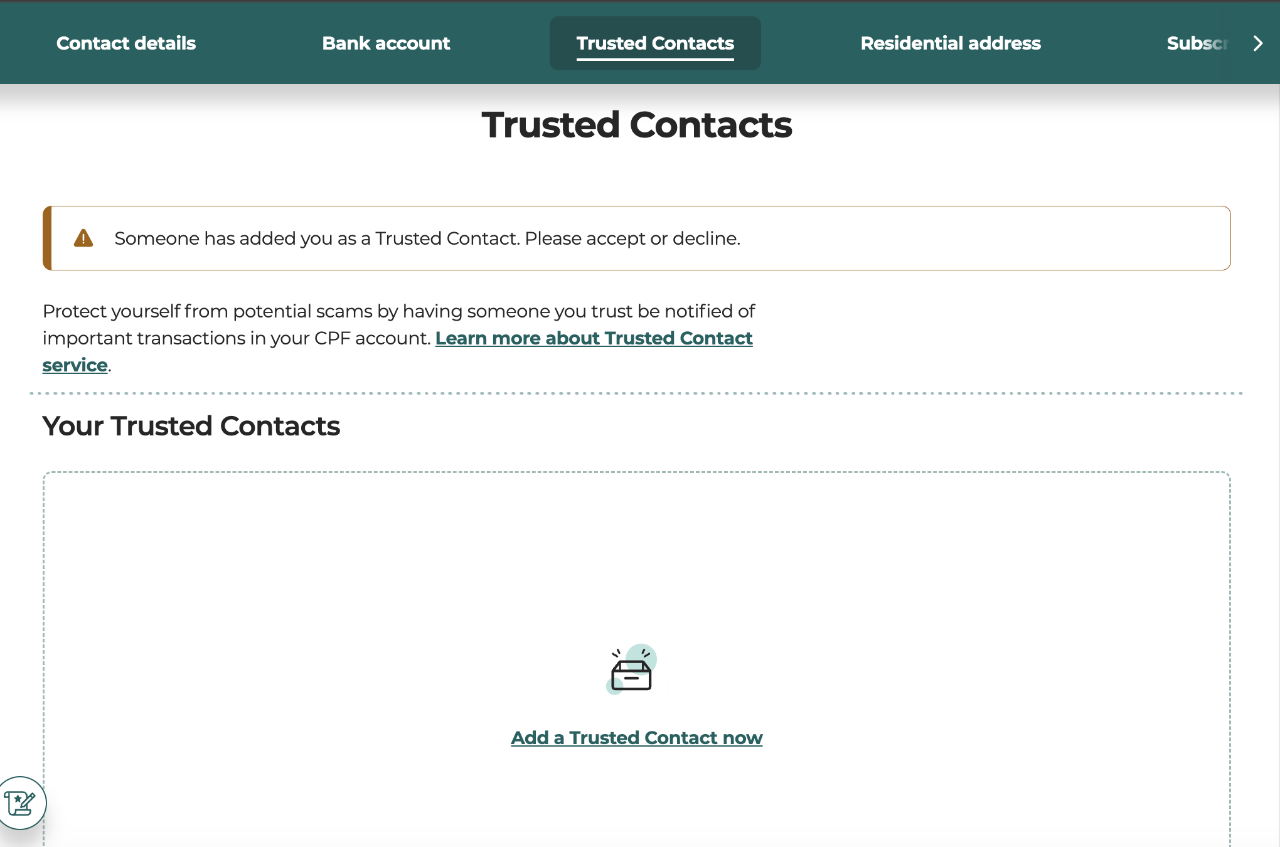 What happens when you are appointed as a Trusted Contact?