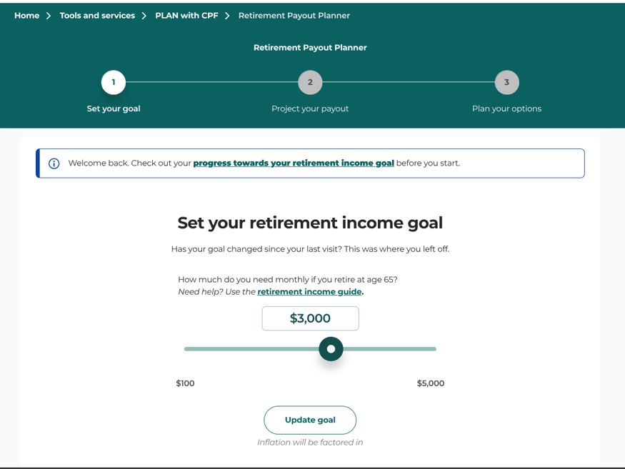 set your retirement income goal with the retirement payout planner