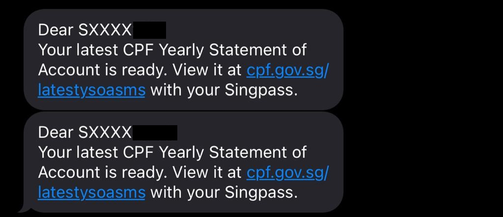 Example of a legitimate SMS from CPF