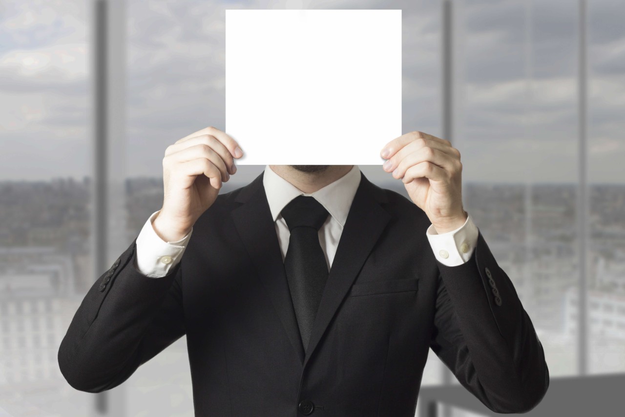 Employee with a covered face