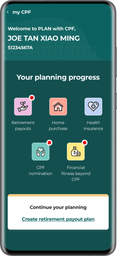 Plan with CPF dashboard for mobile