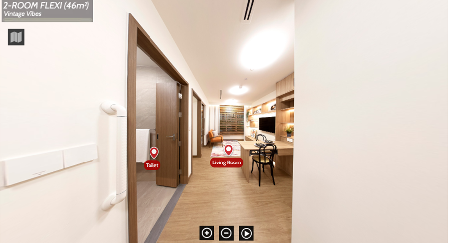 Interior of a two room flexi flat