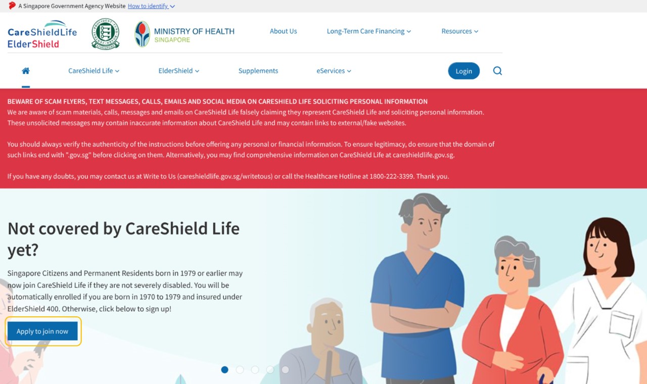 CareShield Life home page