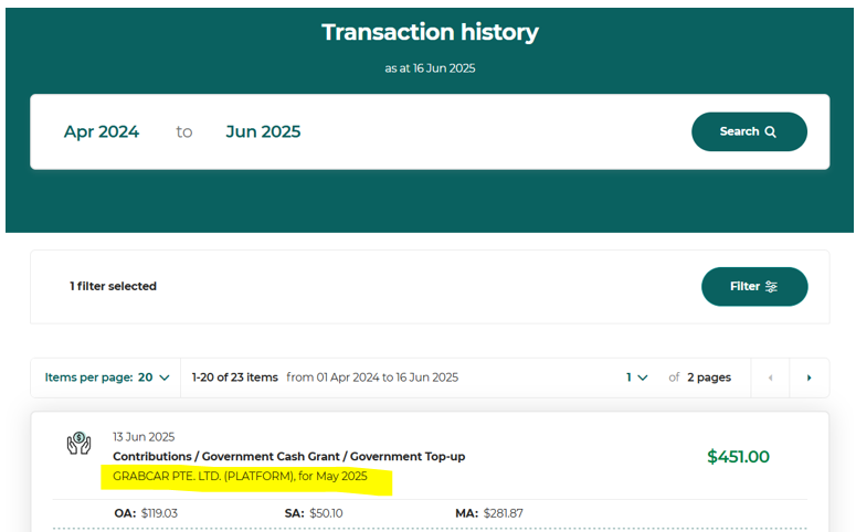 Transaction history